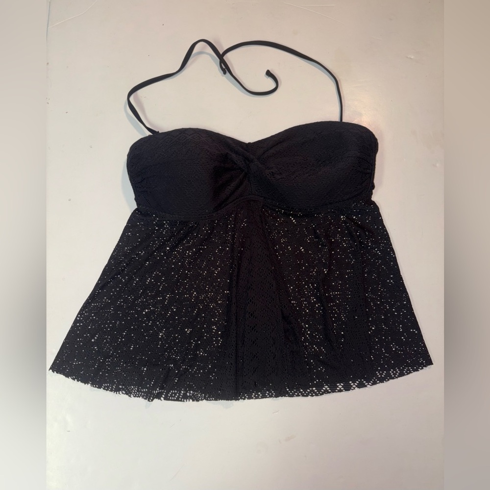 Merona XL Black Tankini Top Lightly Padded Removable Straps